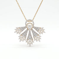 Luxury Pear Cut Diamond Fan Halo Statement Pendant Necklace – 925 Sterling Silver