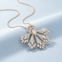Luxury Pear Cut Diamond Fan Halo Statement Pendant Necklace – 925 Sterling Silver