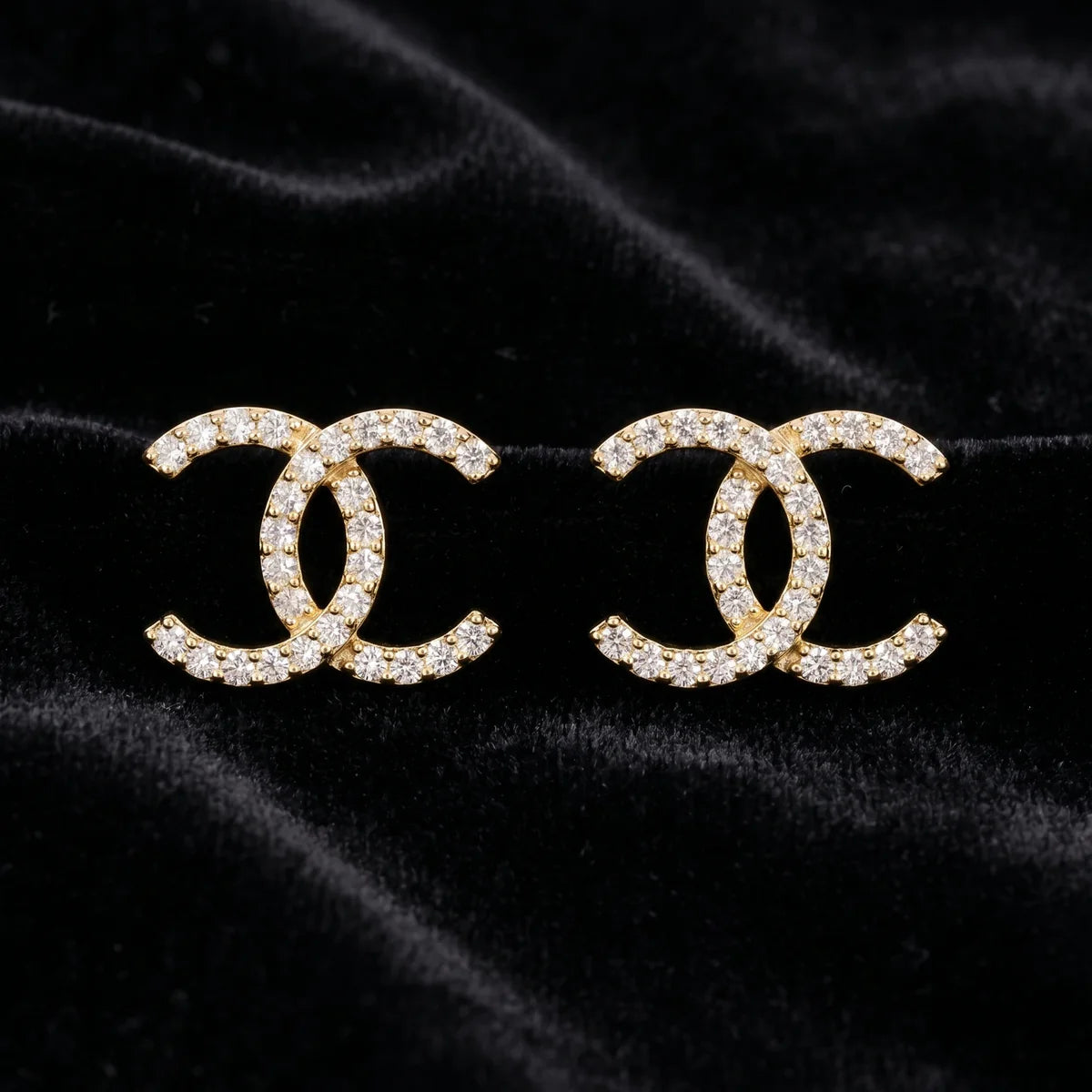 925 Sterling Silver CZ Double C Logo Earrings | Classic Designer-Inspired Stud Earrings