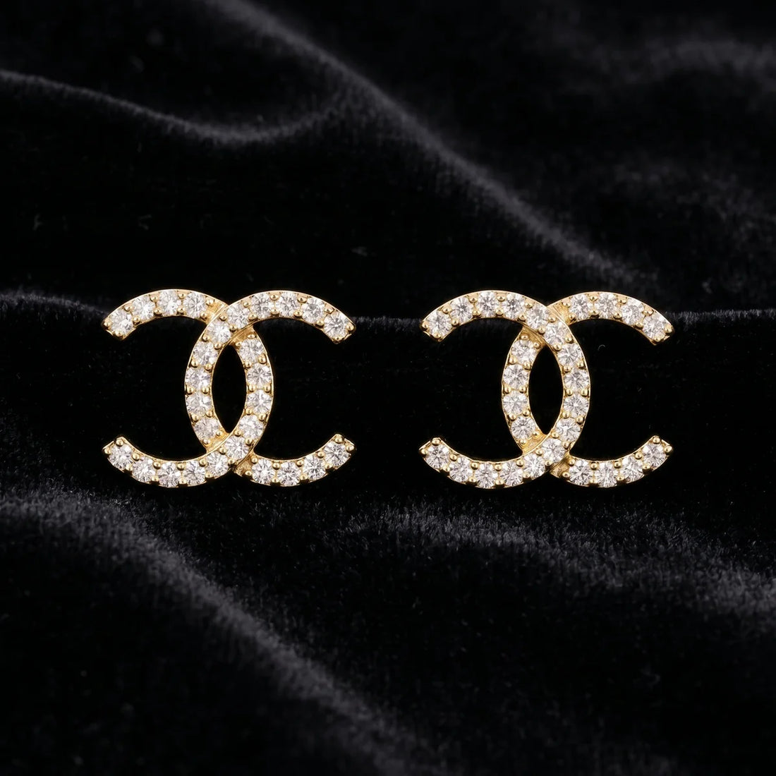 925 Sterling Silver CZ Double C Logo Earrings | Classic Designer-Inspired Stud Earrings