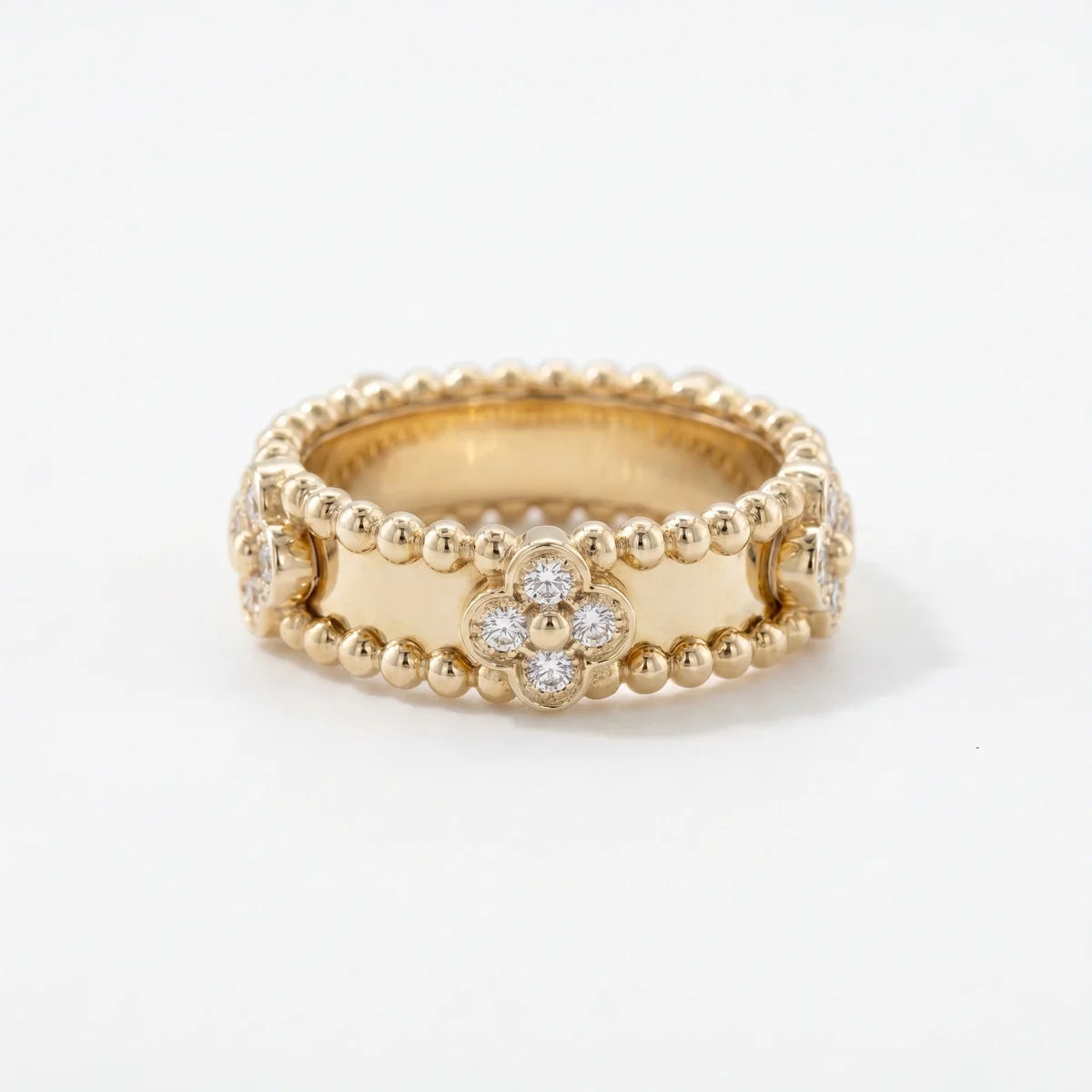 The Fleura – 925 Sterling Silver Diamond Flower Beaded Ring