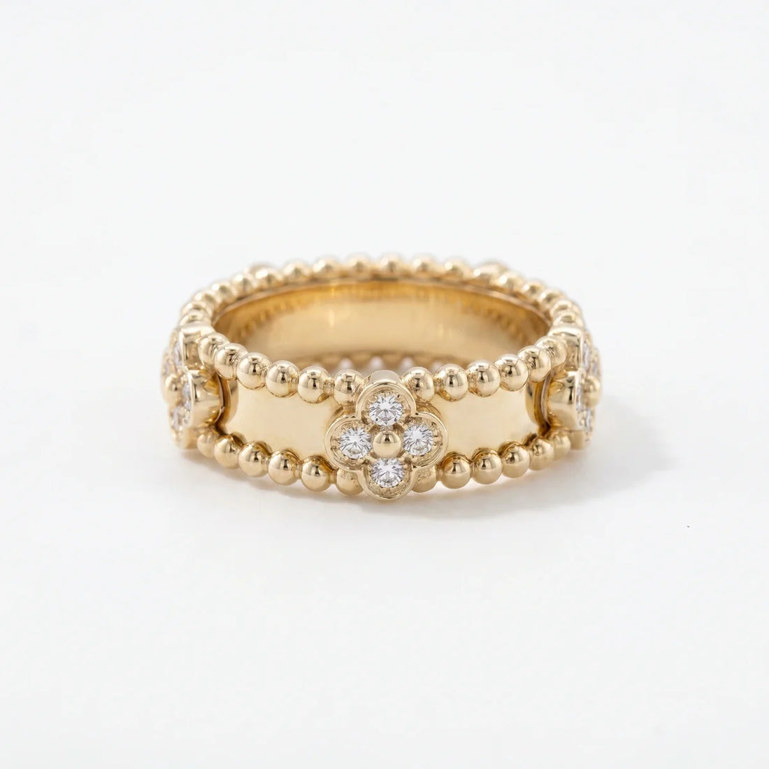 The Fleura – 925 Sterling Silver Diamond Flower Beaded Ring