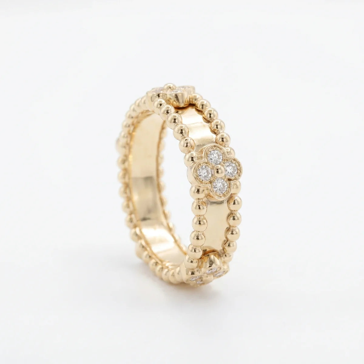 The Fleura – 925 Sterling Silver Diamond Flower Beaded Ring