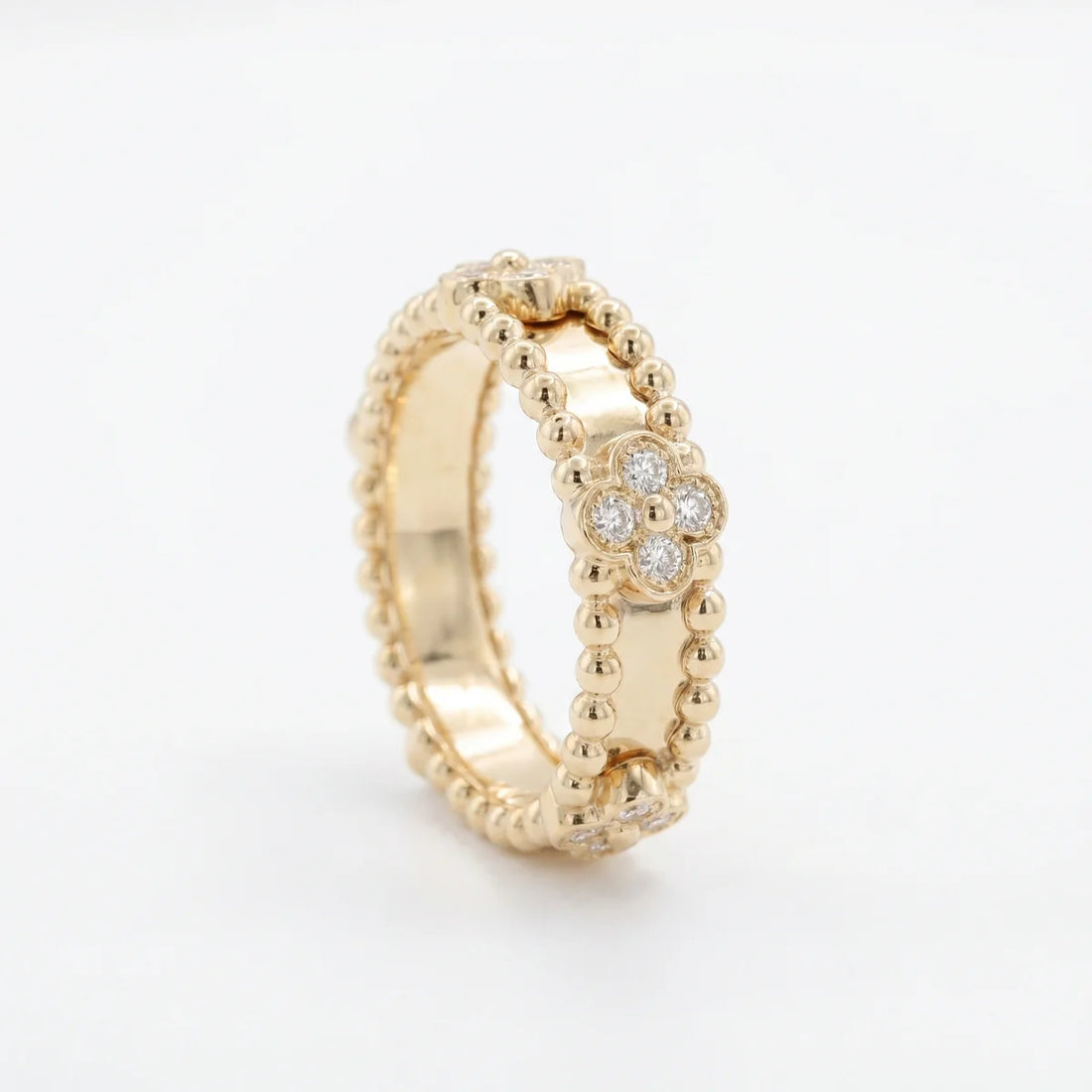 The Fleura – 925 Sterling Silver Diamond Flower Beaded Ring