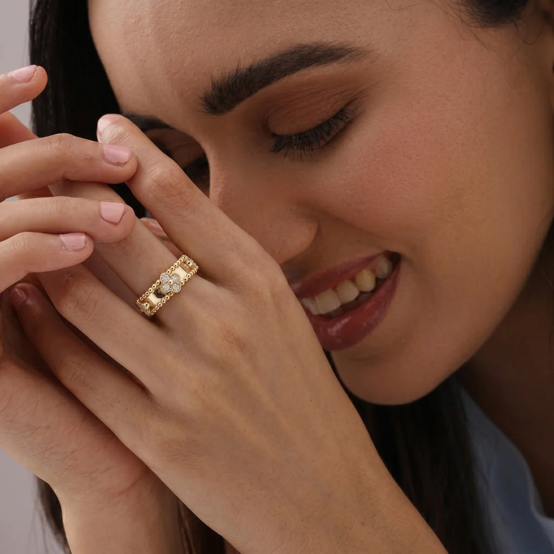 The Fleura – 925 Sterling Silver Diamond Flower Beaded Ring