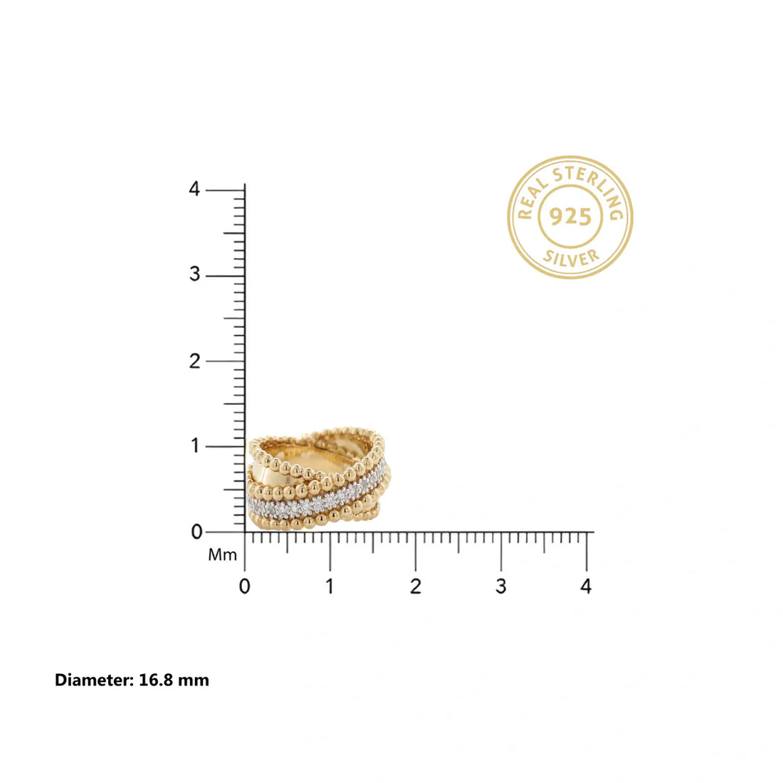 Sterling Silver Beaded Wrap Ring with Round Lab-Grown Diamonds