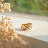 Sterling Silver Beaded Wrap Ring with Round Lab-Grown Diamonds