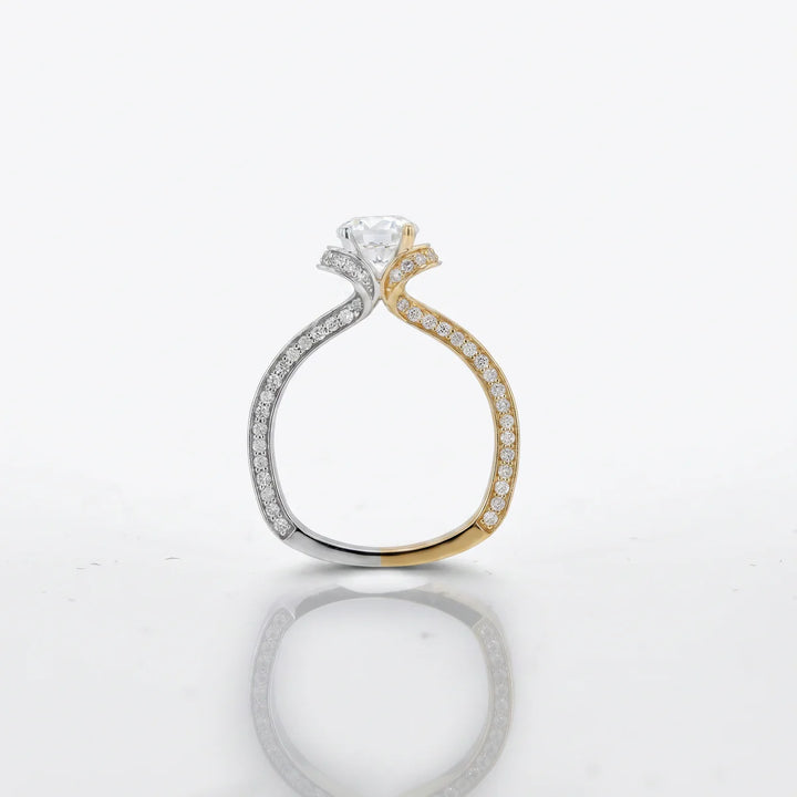 Harmony Two-Tone Round Cut Diamond Solitaire Engagement Ring in 925 Silver