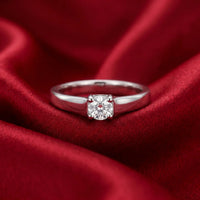 Classic Round Brilliant Solitaire Engagement Ring in Sterling Silver