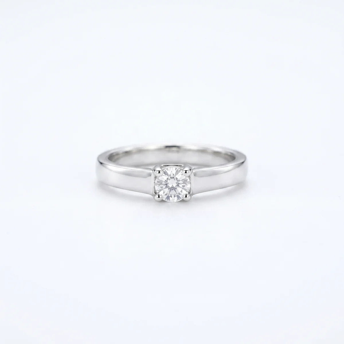 Classic Round Brilliant Solitaire Engagement Ring in Sterling Silver