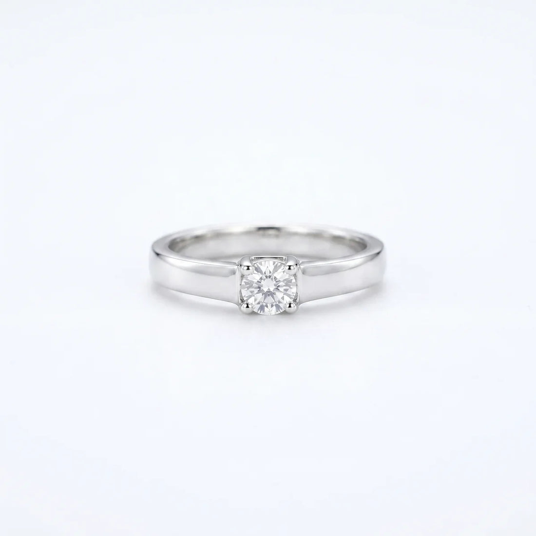 Classic Round Brilliant Solitaire Engagement Ring in Sterling Silver