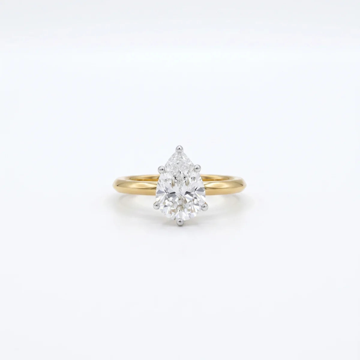 Pear Cut Solitaire Diamond Ring in 925 Sterling Silver