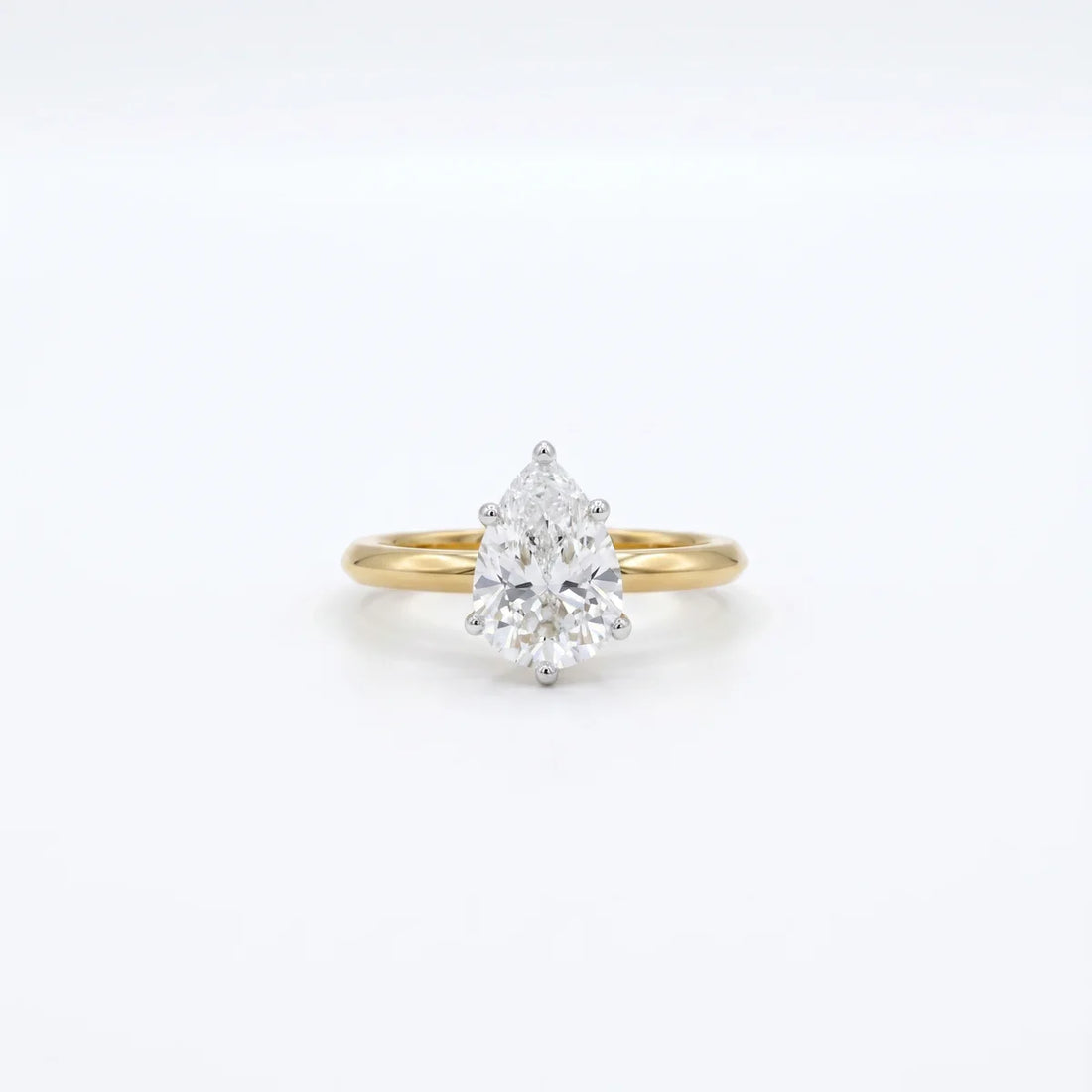 Pear Cut Solitaire Diamond Ring in 925 Sterling Silver