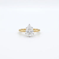 Pear Cut Solitaire Diamond Ring in 925 Sterling Silver