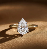 Pear Cut Solitaire Diamond Ring in 925 Sterling Silver