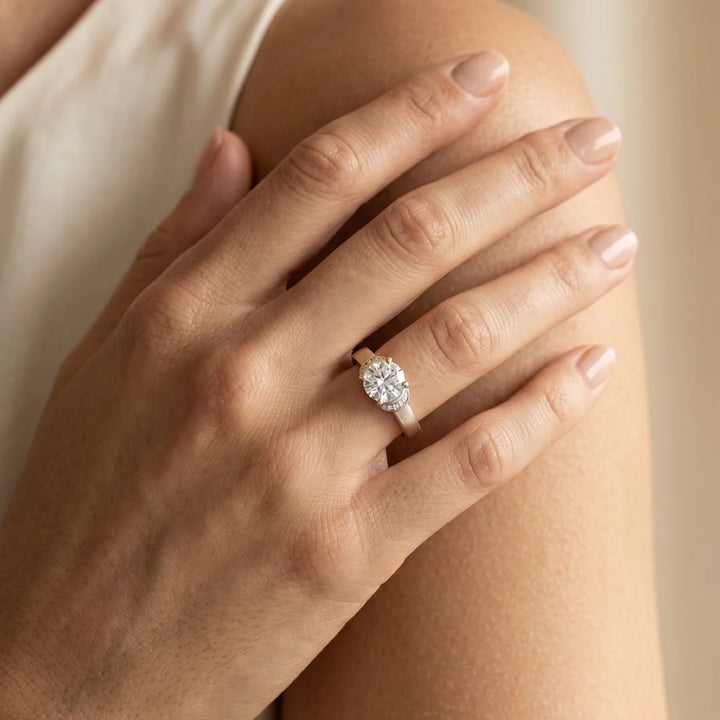 Harmony Two-Tone Round Cut Diamond Solitaire Engagement Ring in 925 Silver