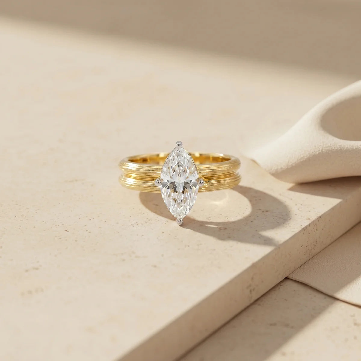 925 Sterling Silver Marquise Cut Solitaire Bridal Ring Set – Two Piece Engagement & Wedding Ring – Minimalist Promise Ring for Women