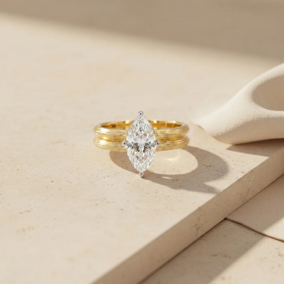 925 Sterling Silver Marquise Cut Solitaire Bridal Ring Set – Two Piece Engagement & Wedding Ring – Minimalist Promise Ring for Women