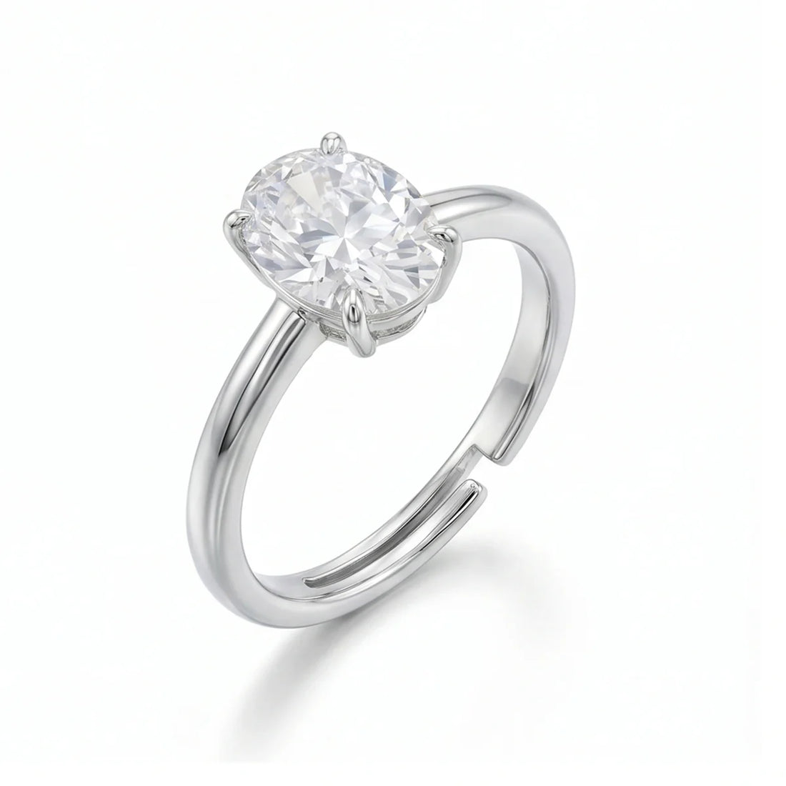 Modern 925 Sterling Silver Oval Solitaire Ring for Women