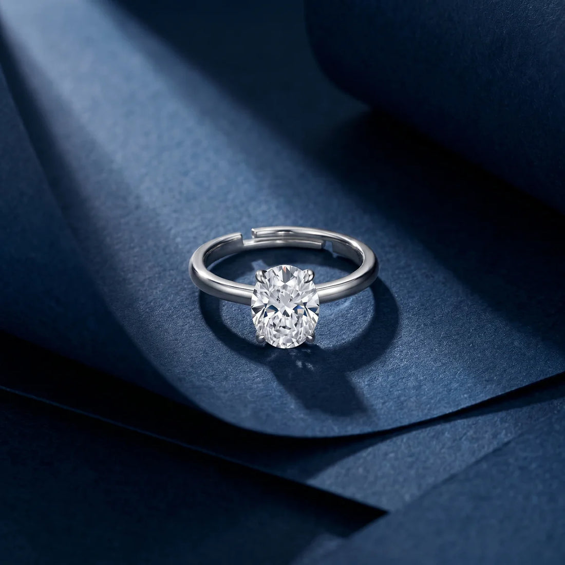 Modern 925 Sterling Silver Oval Solitaire Ring for Women
