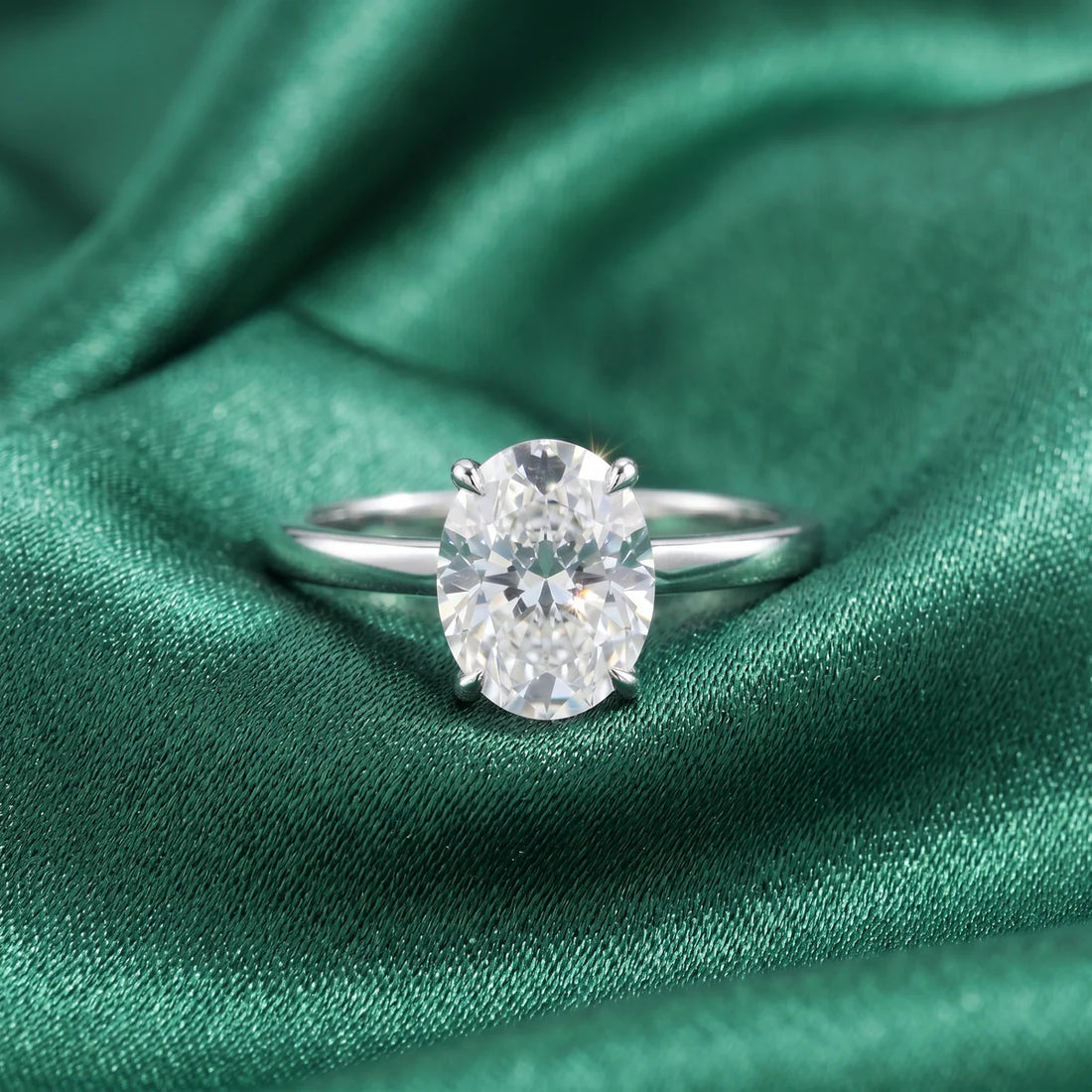 Oval Cut Solitaire Adjustable Ring in Sterling Silver