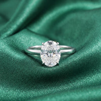 Oval Cut Solitaire Adjustable Ring in Sterling Silver
