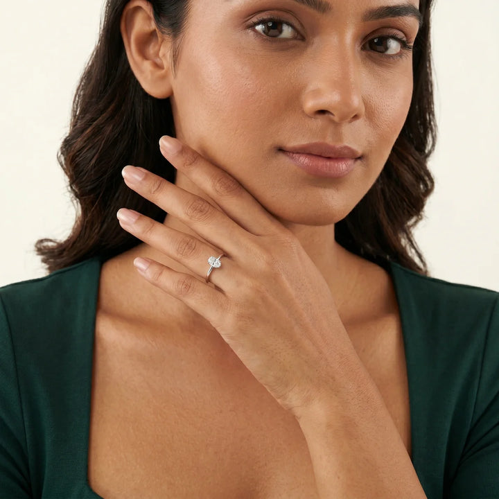 Oval Cut Solitaire Adjustable Ring in Sterling Silver