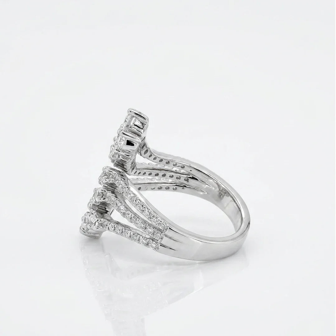 Multi-Band Crossover Graduated CZ Statement Ring in Sterling Silver