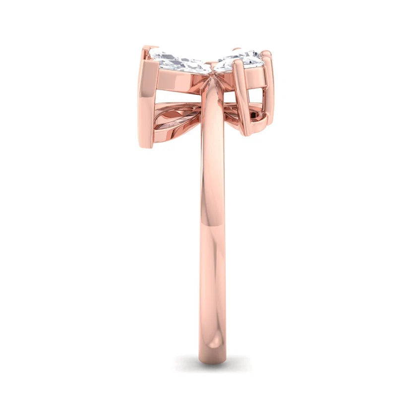 Marquise & Pear Diamond Butterfly Ring in Solid Gold | Nature Inspired Statement Ring for Women