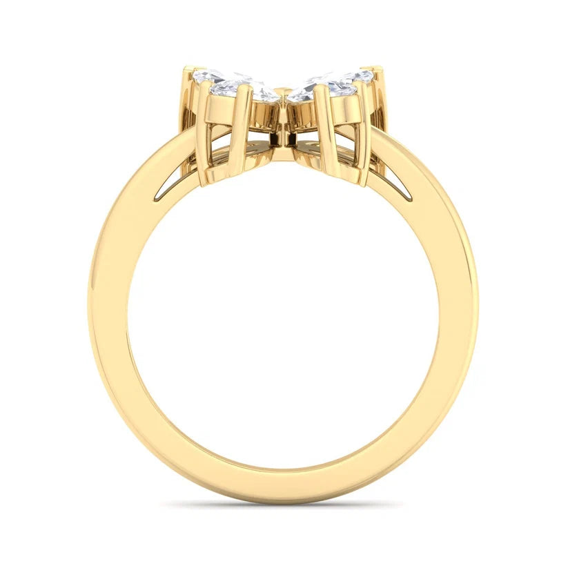 Marquise & Pear Diamond Butterfly Ring in Solid Gold | Nature Inspired Statement Ring for Women