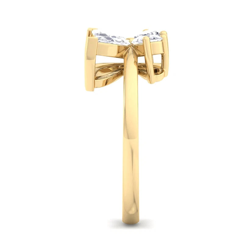 Marquise & Pear Diamond Butterfly Ring in Solid Gold | Nature Inspired Statement Ring for Women