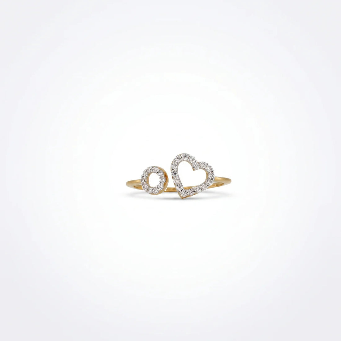 925 Sterling Silver Double Heart Open Ring | Pavé Diamond Minimalist Love Ring for Women