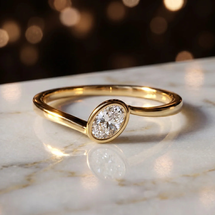 925 Sterling Silver Bezel Set Oval Cut Solitaire Ring – Minimalist Engagement & Promise Ring