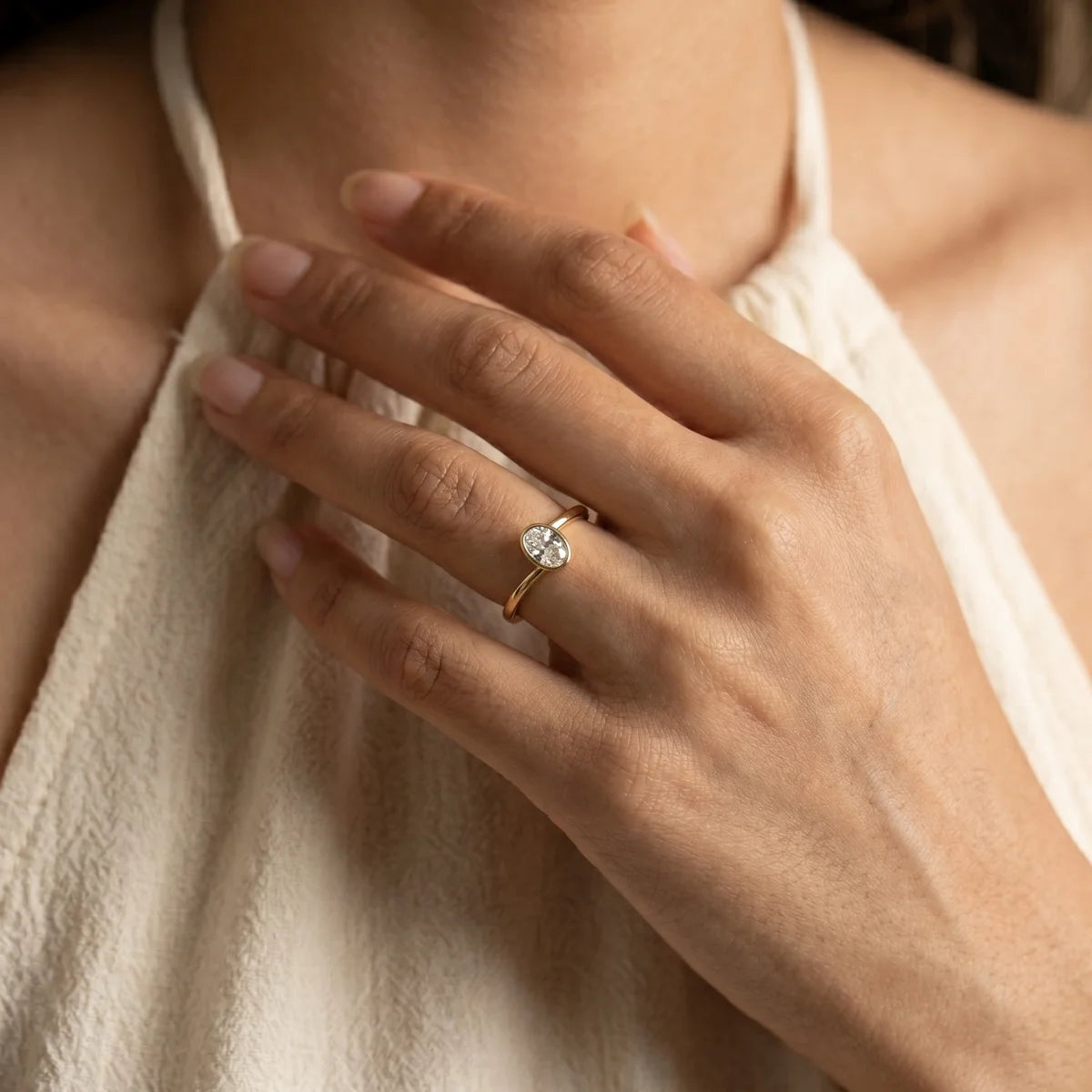 925 Sterling Silver Bezel Set Oval Cut Solitaire Ring – Minimalist Engagement & Promise Ring