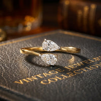 Double Pear Cut Diamond Open Bypass Ring |  Women's Jewelry 925 Sterling Silver