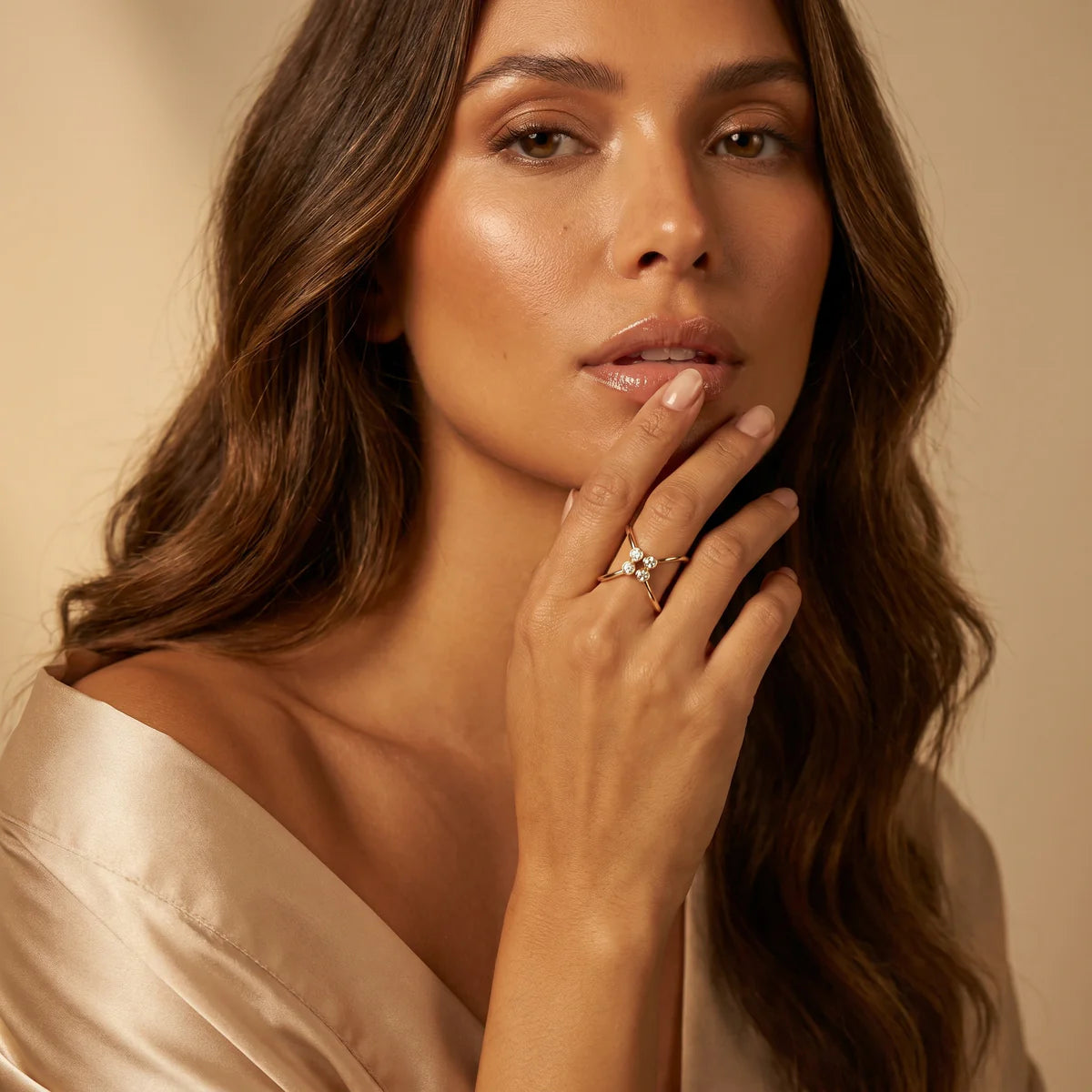Minimalist Bezel Diamond Criss-Cross Open Ring in 925 Sterling Silver | Modern X Statement Ring