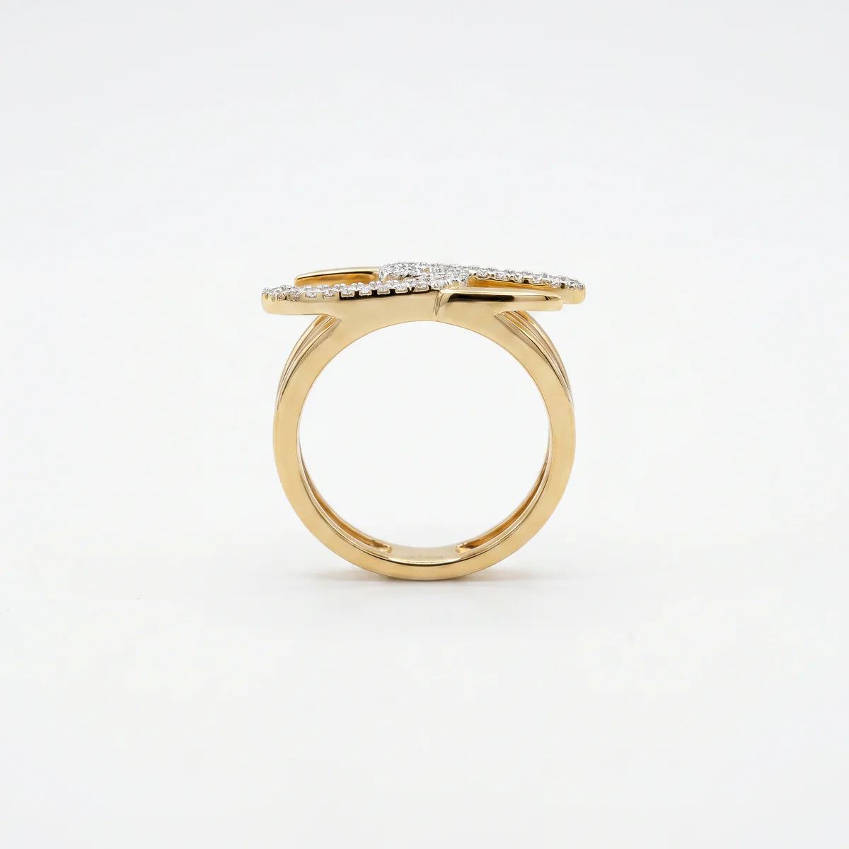 Diamond Pave Leaf Wrap Open Ring in 925 Sterling Silver