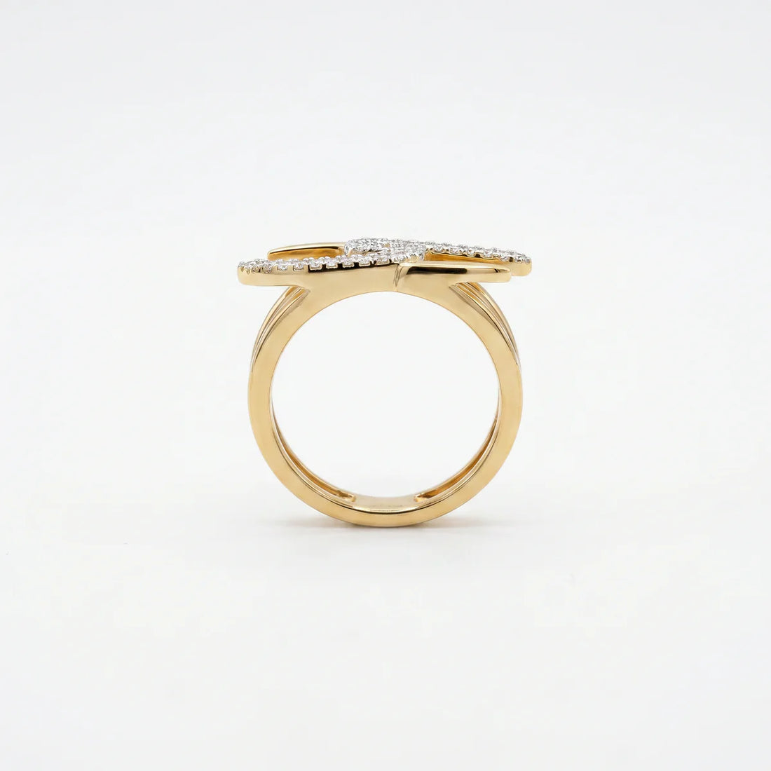 Diamond Pave Leaf Wrap Open Ring in 925 Sterling Silver