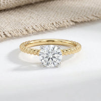 Twisted Rope Band Round Cut Solitaire Ring in 925 Sterling Silver