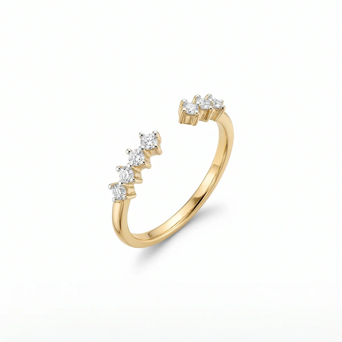 925 Sterling Silver Open Cluster Diamond Ring for Women – Round Brilliant Accent Design