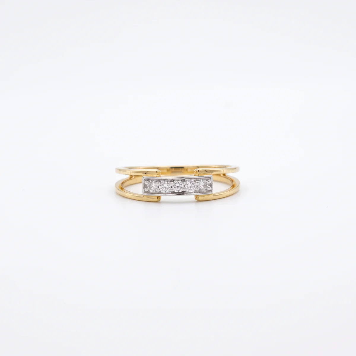 925 Sterling Silver Horizontal Diamond Bar Open Ring | Minimalist Stackable Statement Ring