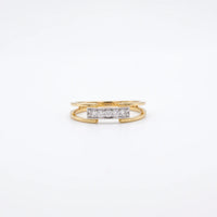 925 Sterling Silver Horizontal Diamond Bar Open Ring | Minimalist Stackable Statement Ring