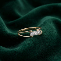 925 Sterling Silver Horizontal Diamond Bar Open Ring | Minimalist Stackable Statement Ring