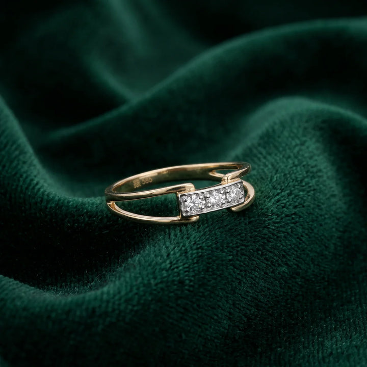 925 Sterling Silver Horizontal Diamond Bar Open Ring | Minimalist Stackable Statement Ring
