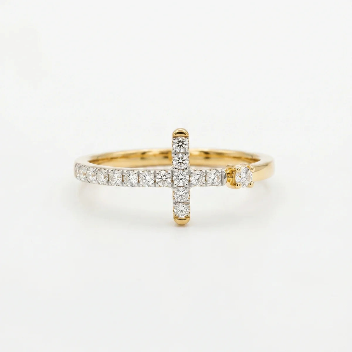Elegant Cross Diamond Open Ring in 925 Sterling Silver | Minimalist Faith Promise Ring | Everyday Stackable Jewelry