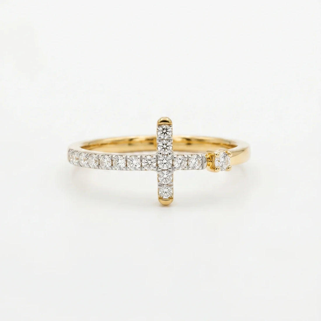 Elegant Cross Diamond Open Ring in 925 Sterling Silver | Minimalist Faith Promise Ring | Everyday Stackable Jewelry