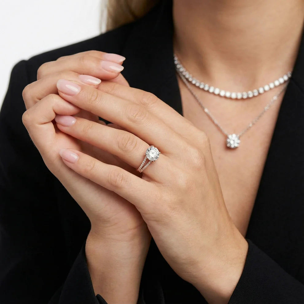 Eternal Embrace Solitaire Round Diamond Engagement & Wedding Ring