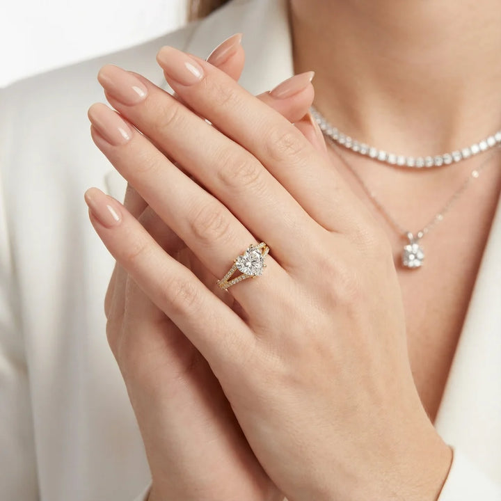 Eternal Embrace Solitaire Heart Diamond Engagement & Wedding Ring