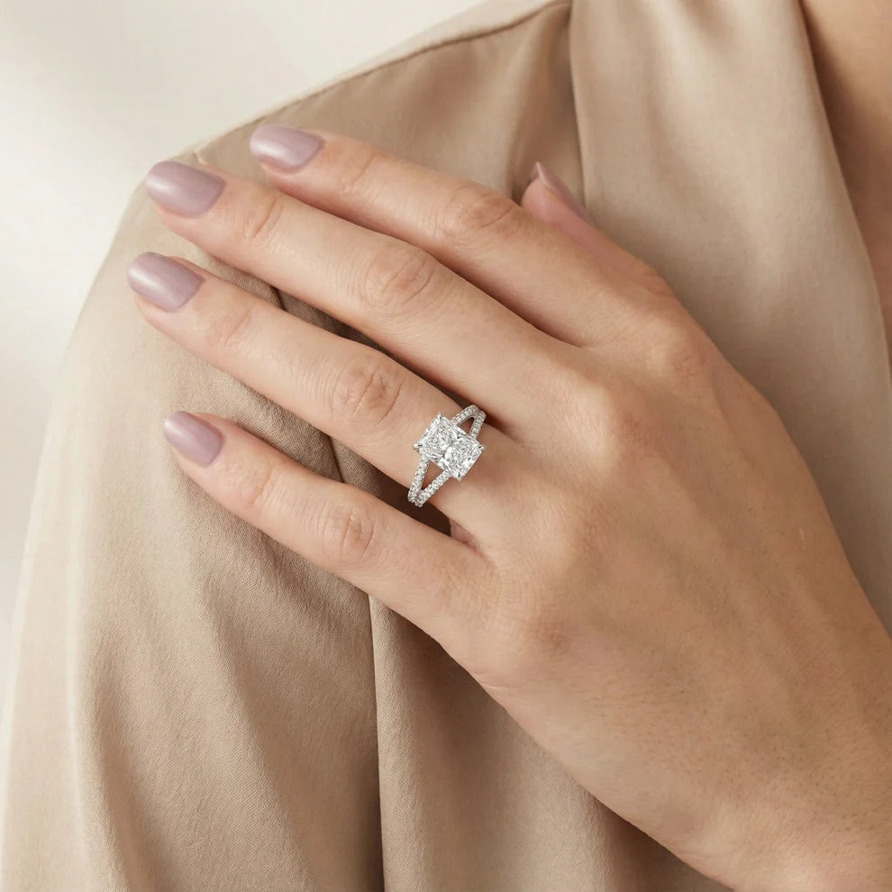 Eternal Embrace Solitaire Radiant Diamond Engagement & Wedding Ring