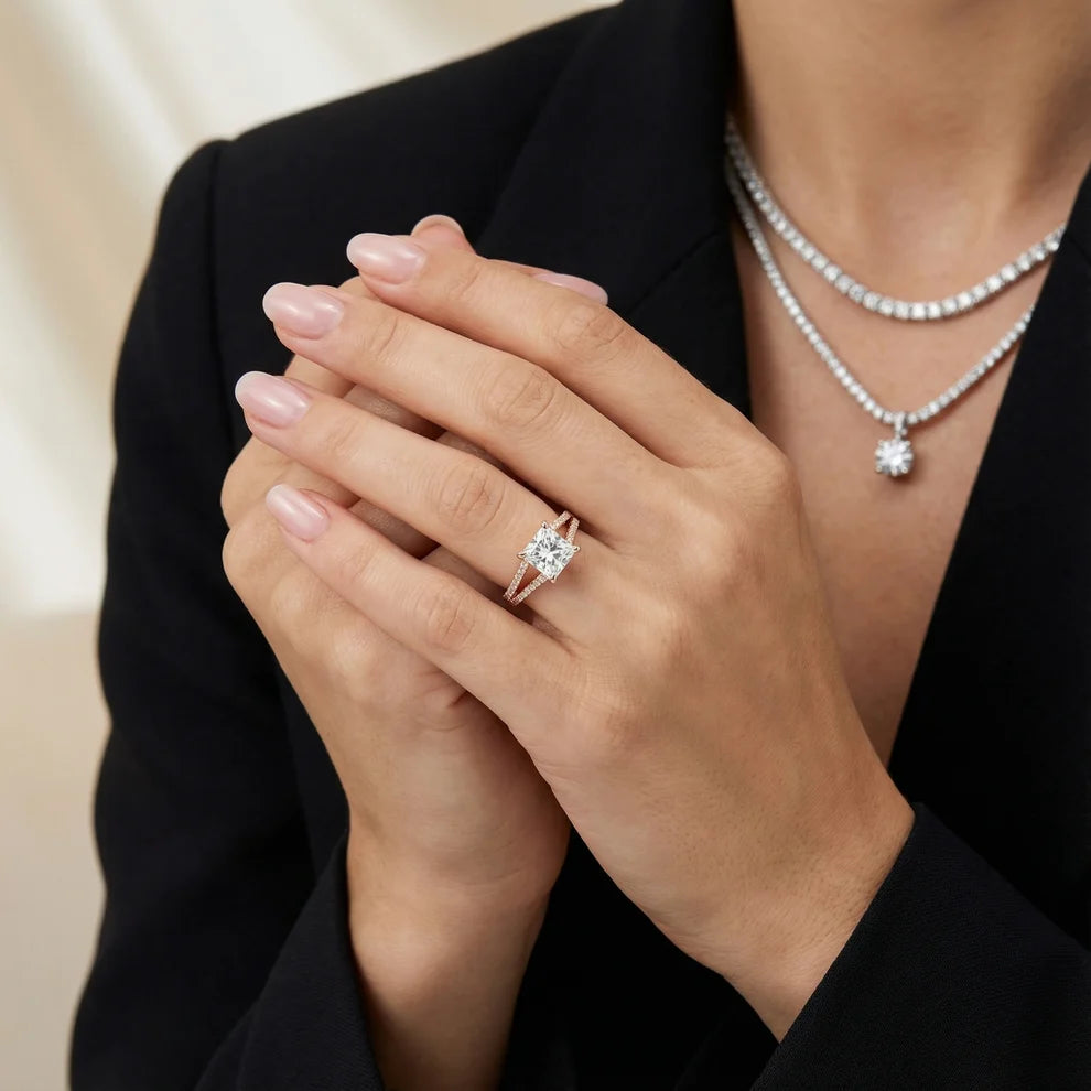 Eternal Embrace Solitaire Princess Diamond Engagement & Wedding Ring